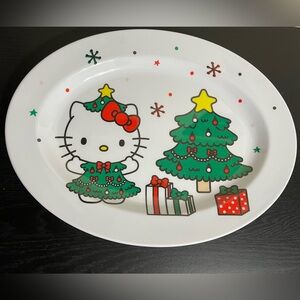 Sanrio Hello Kitty Christmas Tree Dress Melamine Platter Oval Serving Plate NEW